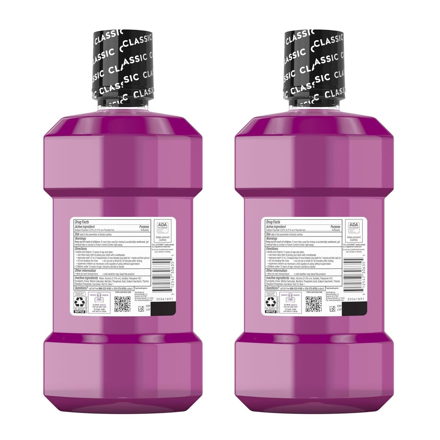 Total Care Anticavity Fluoride Mouthwash, Kills 99.9% of Germs That Cause Bad Breath and Prevents Cavities, Fresh Mint Flavor, 1L (Pack of 2)