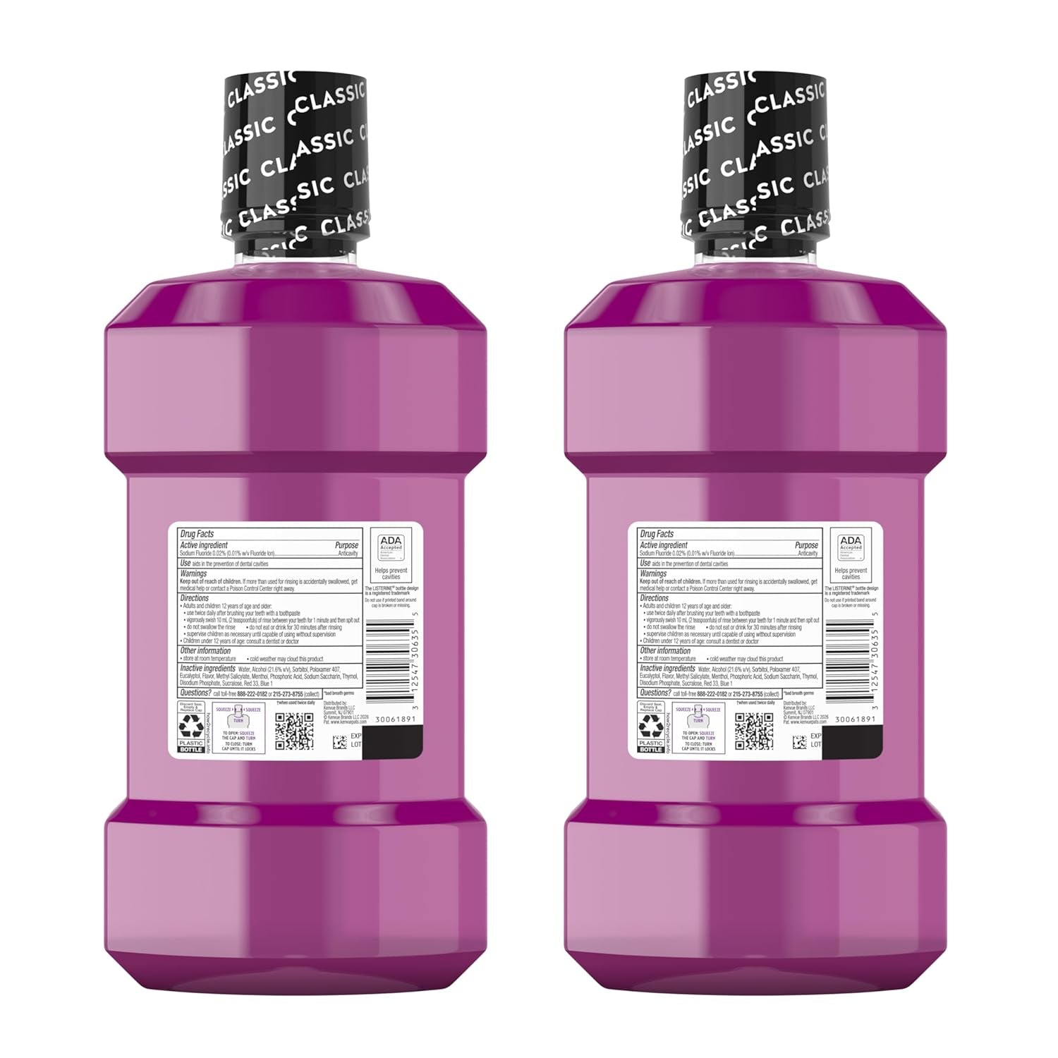 Total Care Anticavity Fluoride Mouthwash, Kills 99.9% of Germs That Cause Bad Breath and Prevents Cavities, Fresh Mint Flavor, 1L (Pack of 2)
