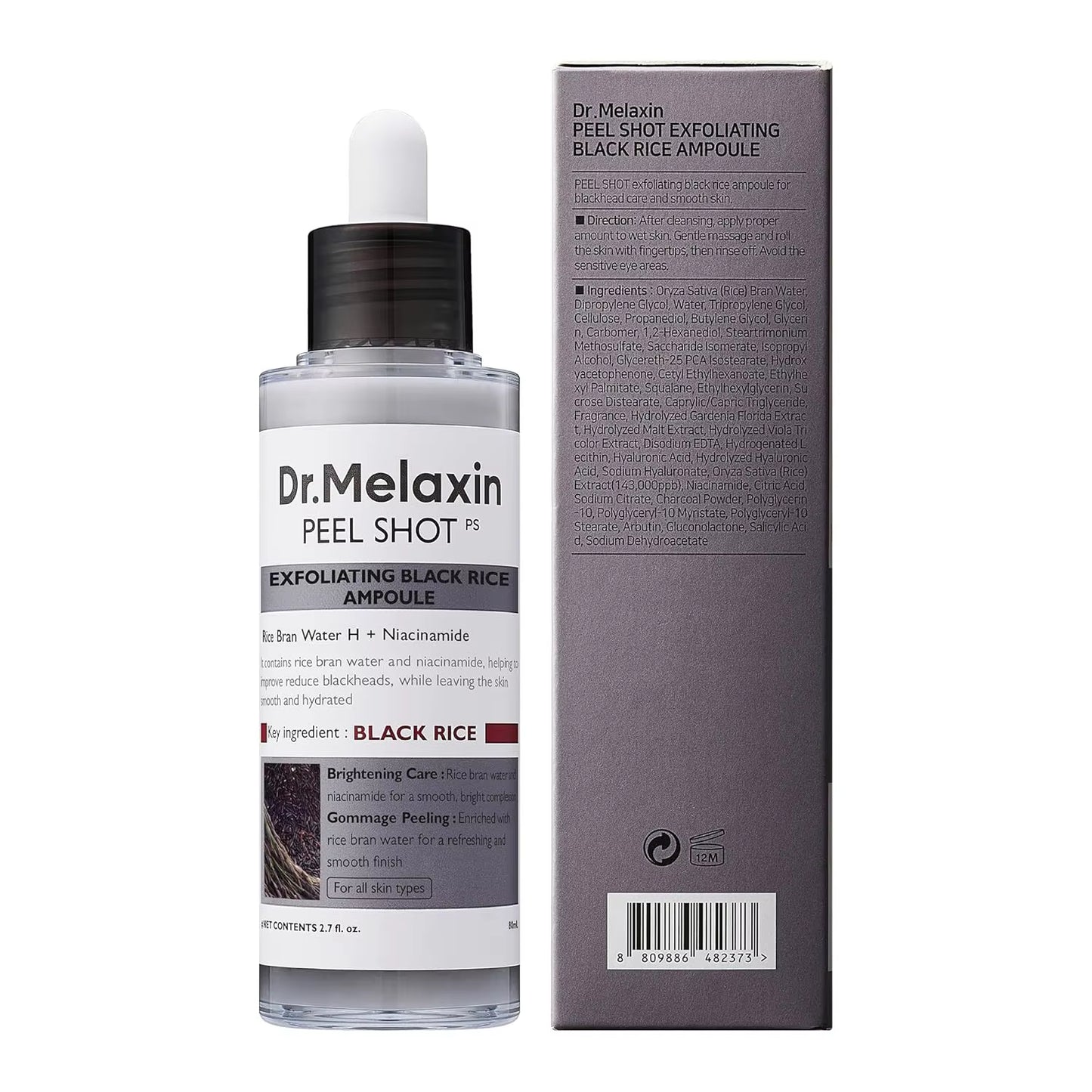 80Ml 2-Pack Rice Peeling Ampoule Peel Shot Glow - Soft Exfoliating Scrub, Facial & Body Dead Skin Blackhead Remover All Skin Fri