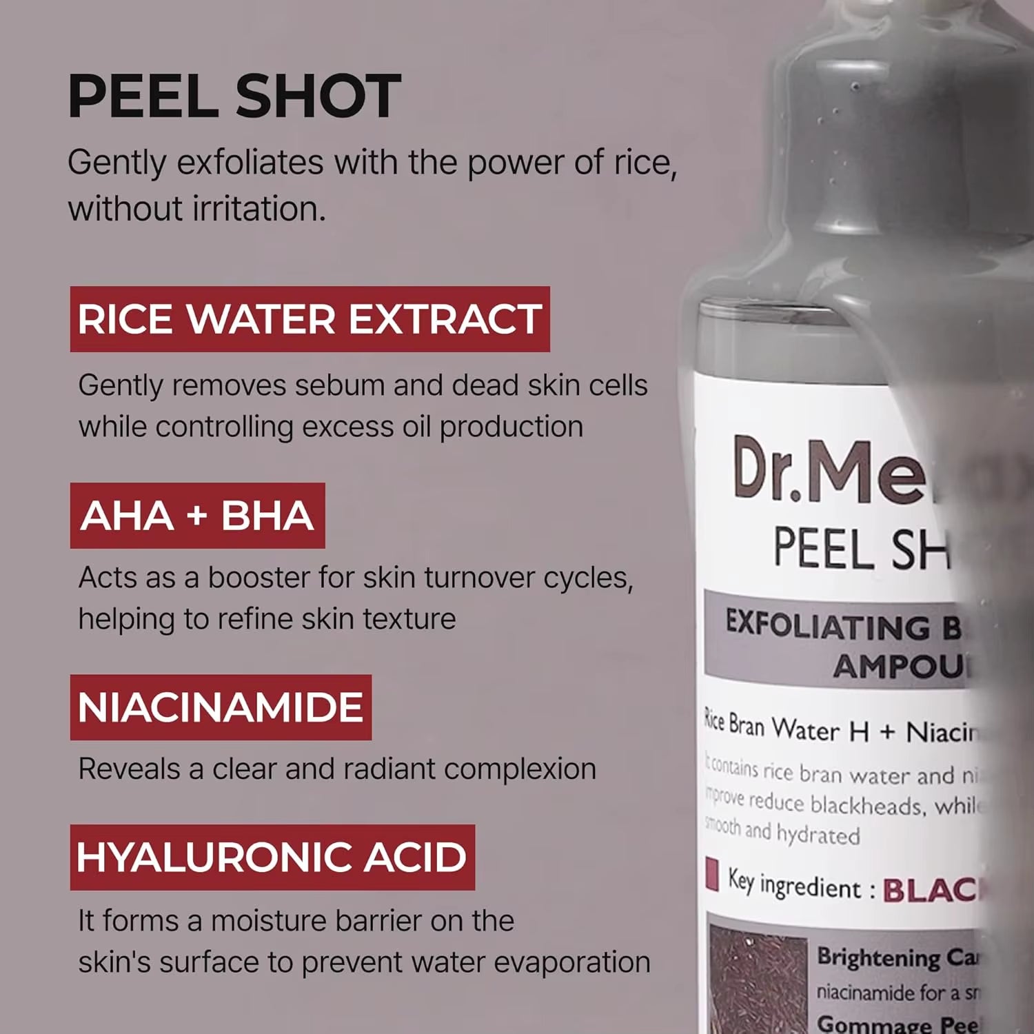 80Ml 2-Pack Rice Peeling Ampoule Peel Shot Glow - Soft Exfoliating Scrub, Facial & Body Dead Skin Blackhead Remover All Skin Fri