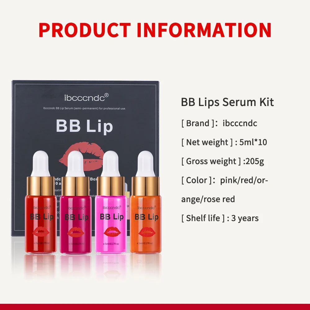 Korea Glow BB Lips Ampoule Serum Starter Set Semi-Permanent BB Lip Gloss Tinted Pigment Lasting Moisturizing for Lip Care Makeup