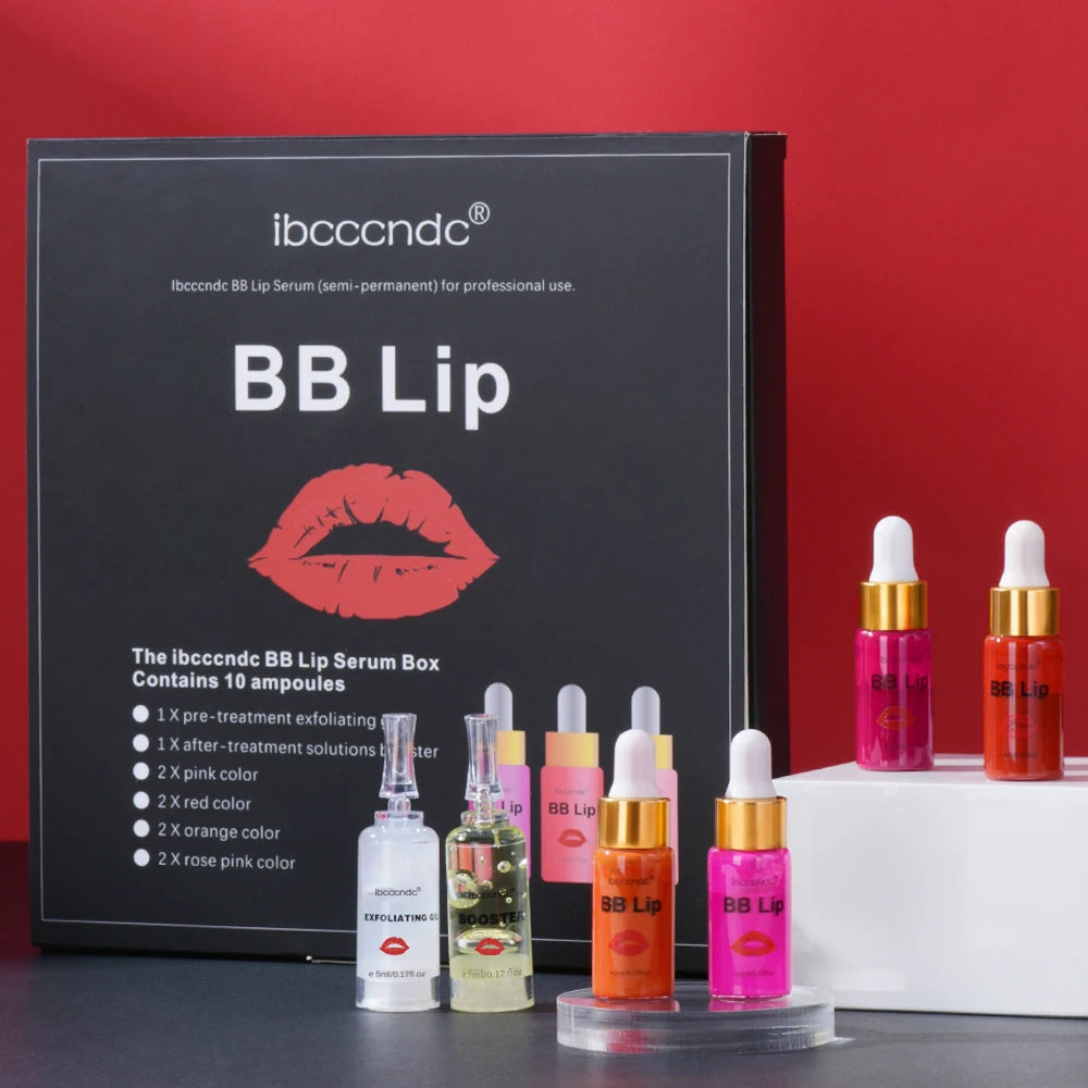 Korea Glow BB Lips Ampoule Serum Starter Set Semi-Permanent BB Lip Gloss Tinted Pigment Lasting Moisturizing for Lip Care Makeup