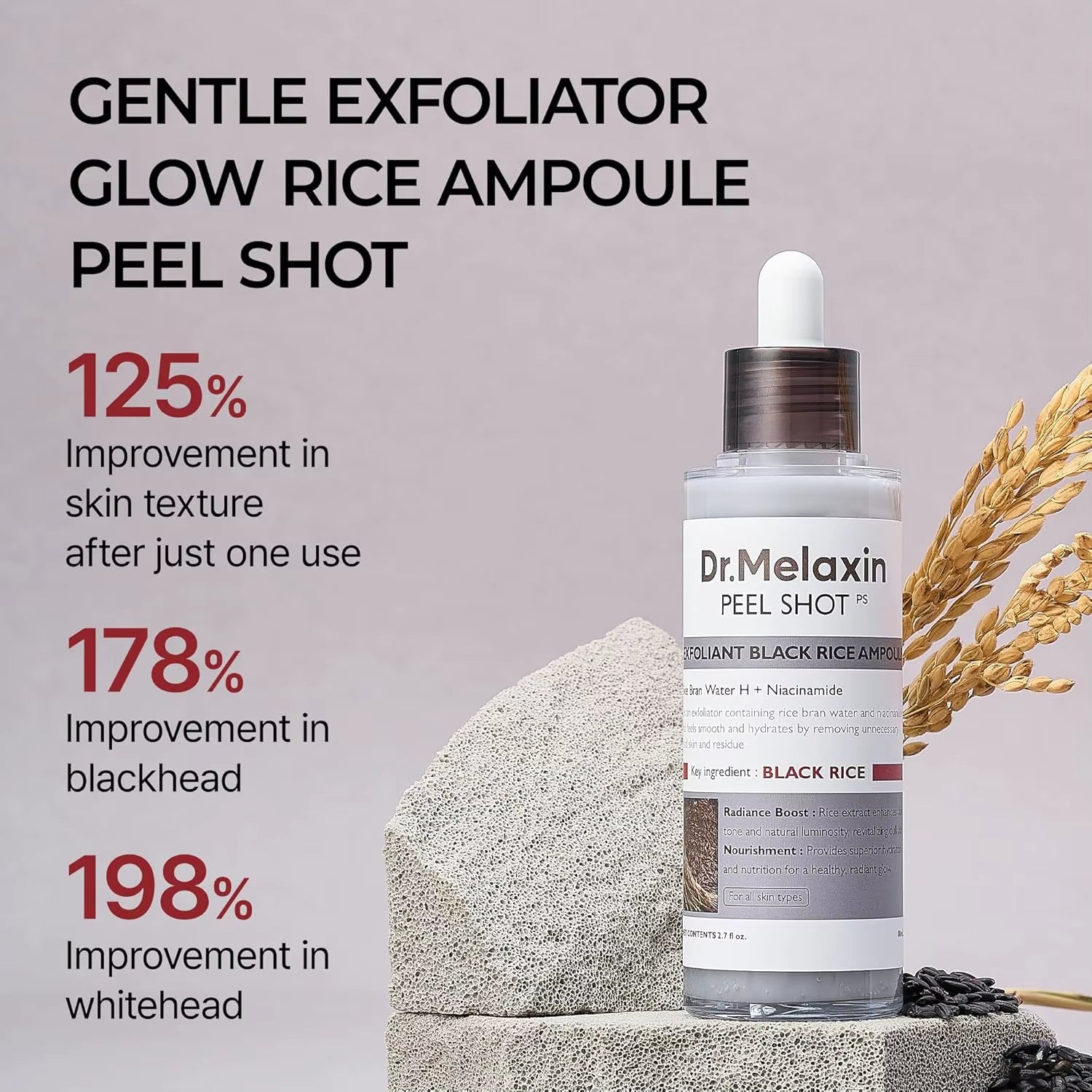 80Ml 2-Pack Rice Peeling Ampoule Peel Shot Glow - Soft Exfoliating Scrub, Facial & Body Dead Skin Blackhead Remover All Skin Fri