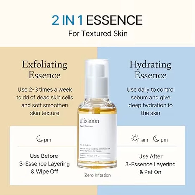 Bean Essence-Exfoliating, Hydrating, Fermented Bean Extract, Gentle Formula for Smooth Skin 50Ml / 1.69 Fl.Oz. Korean